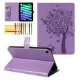 thumbnail image 1 of Case for iPad Mini 6 2021 (8.3 Inch) 6th Generation Case, Embossed Cat & Tree PU Leather Retro Shockproof Magnetic Clasp Wallet Card Slots Folio Kickstand Cover for iPad Mini 6th Gen, Purple, 1 of 6