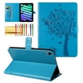 thumbnail image 1 of Case for iPad Mini 6 2021 (8.3 Inch) 6th Generation Case, Embossed Cat & Tree PU Leather Retro Shockproof Magnetic Clasp Wallet Card Slots Folio Kickstand Cover for iPad Mini 6th Gen, Blue, 1 of 6