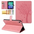 thumbnail image 1 of Case for iPad Mini 6 2021 (8.3 Inch) 6th Generation Case, Embossed Cat & Tree PU Leather Retro Shockproof Magnetic Clasp Wallet Card Slots Folio Kickstand Cover for iPad Mini 6th Gen, Pink, 1 of 6