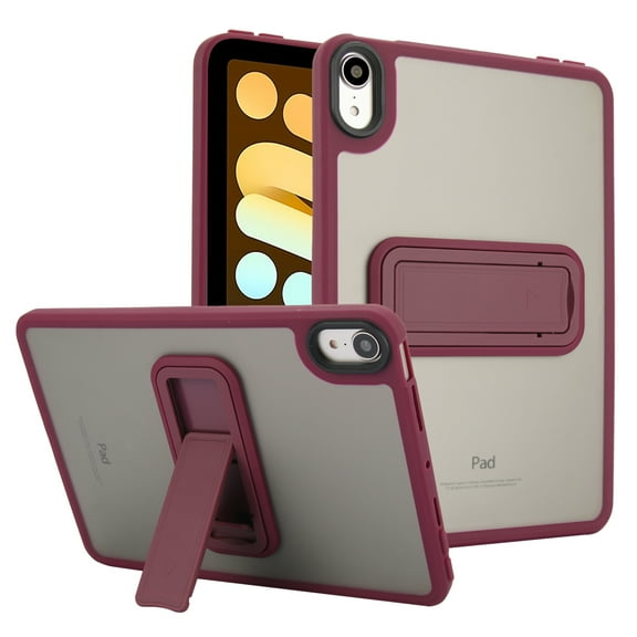 Case for iPad Mini 7th 8.3" (A17 Pro) 2024, with Built-in Kickstand Shockproof Rugged Skin-Feel Cover Slim Lightweight Military Grade Drop Protection Cover for iPad Mini 6th 2021 8.3", Winered