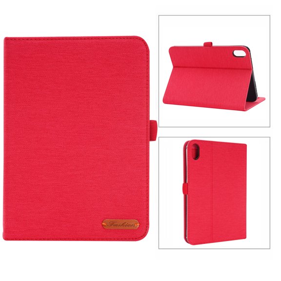 Case for iPad Mini 7th Gen 8.3" 2024 Cloth Texture Business Tablet Cover with Multi-Angle Flip Stand & Card Holder, Auto Wake/Sleep Full Body Protective Case for iPad Mini 6th Gen 8.3" 2021, Red