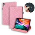 thumbnail image 1 of Case for iPad Mini 7th Gen 8.3" 2024/Mini 6th Gen 8.3" 2021, Multi-Angle Viewing Folio Stand Smart Shell Embossed Pattern PU Leather Cover with Auto Sleep/Wake Pencil Holder Card Slot Case, Pink, 1 of 7