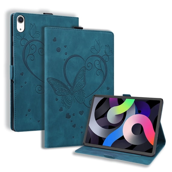 Case for iPad Mini 7th Gen 8.3" 2024, Multi-Angle Viewing Stand Cover with Card Slots, Heart Love Pattern PU Leather Flip Protective Tablet Case for iPad Mini 6th Gen 8.3" 2021, Blue