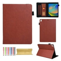 Case for iPad Pro 10.5 2017/Air 3 2019, PU Leather Folio Multi-Angle Viewing Stand Card Slots Case with Elastic Band Auto Wake/Sleep Magnetic Case Cover for iPad 10.2 2021/2020/2019, Brown