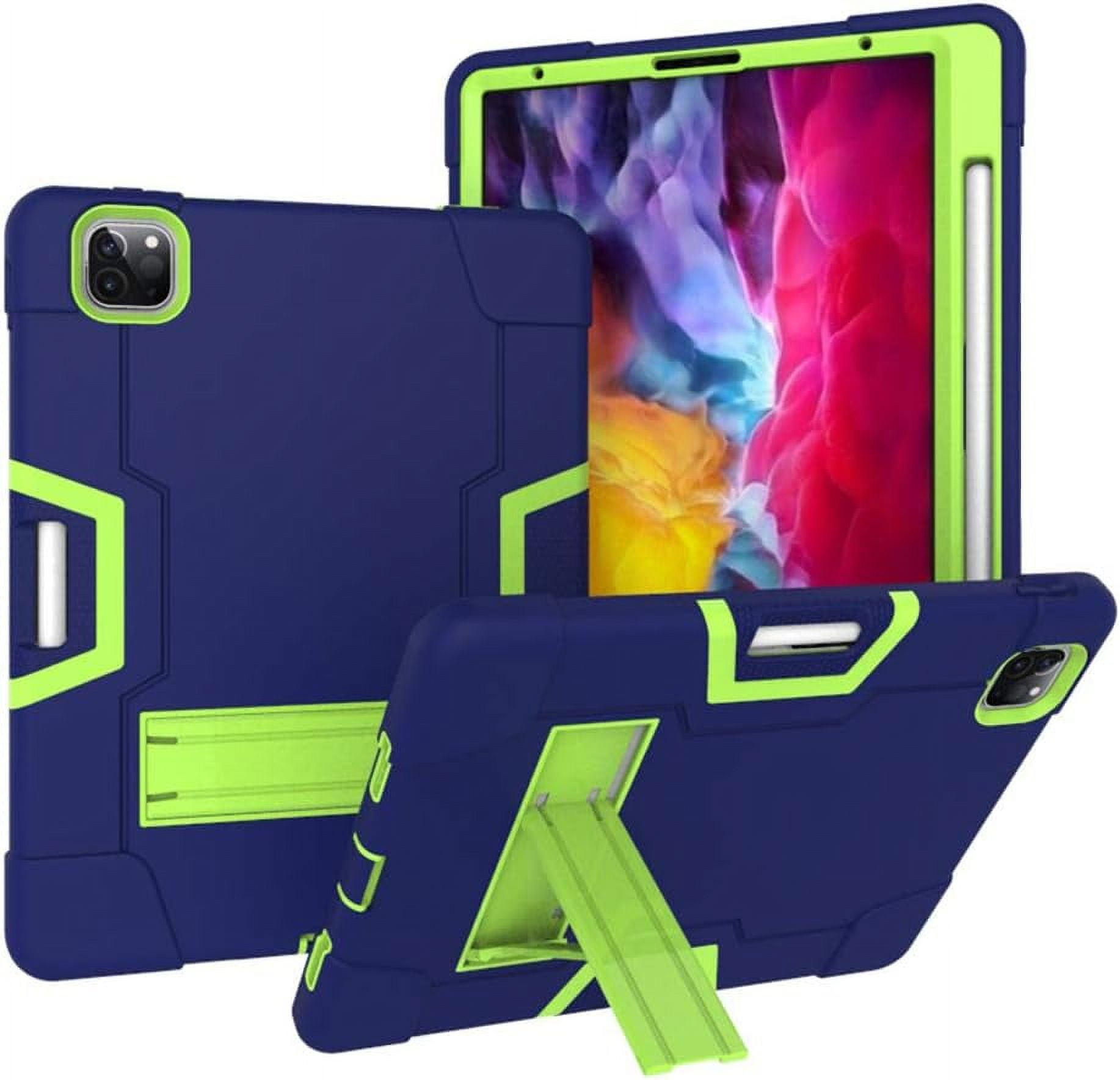 Case for iPad Pro 11 2020, Slim Duty Drop Proof Shockproof Protective Impact Resistant Armor Cover with Kickstand and Pencil Holder for Apple iPad Pro 11 Inch 2nd Generation (Blue&Green)
