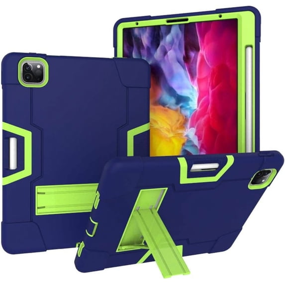 Case for iPad Pro 11 2020, Slim Duty Drop Proof Shockproof Protective Impact Resistant Armor Cover with Kickstand and Pencil Holder for Apple iPad Pro 11 Inch 2nd Generation (Blue&Green)