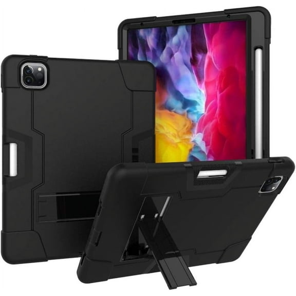 Case for iPad Pro 11 2020, Slim Duty Drop Proof Shockproof Protective Impact Resistant Armor Cover with Kickstand and Pencil Holder for Apple iPad Pro 11 Inch 2nd Generation (Black)