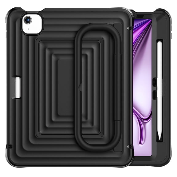Case for iPad Pro 11 2022/2021/2020/2018, 3-in-1 Silicone Tablet Case with 180° Adjustable Stand, Shoulder Strap, Anti-Slip Texture, Black