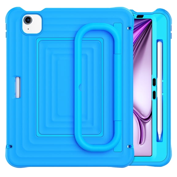 Case for iPad Pro 11 2022/2021/2020/2018, 3-in-1 Silicone Tablet Case with 180° Adjustable Stand, Shoulder Strap, Anti-Slip Texture, Blue