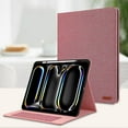 thumbnail image 1 of Case for iPad Pro 11" 2024 Cloth Texture Business Tablet Cover with Multi-Angle Flip Stand & Card Holder, Auto Wake/Sleep Full Body Protective Case for iPad Pro 11" 2024, Pink, 1 of 8