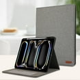 thumbnail image 1 of Case for iPad Pro 11" 2024 Cloth Texture Business Tablet Cover with Multi-Angle Flip Stand & Card Holder, Auto Wake/Sleep Full Body Protective Case for iPad Pro 11" 2024, Gray, 1 of 8
