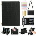 thumbnail image 1 of Case for iPad Pro 11 2024, Folio Stand PU Leather Rugged Cover with Shoulder Strap and Handstrap with elastic, Multi-Card Slots Cash Pockets Pen Slot Envelope Pocket Wallet Case, Black, 1 of 10