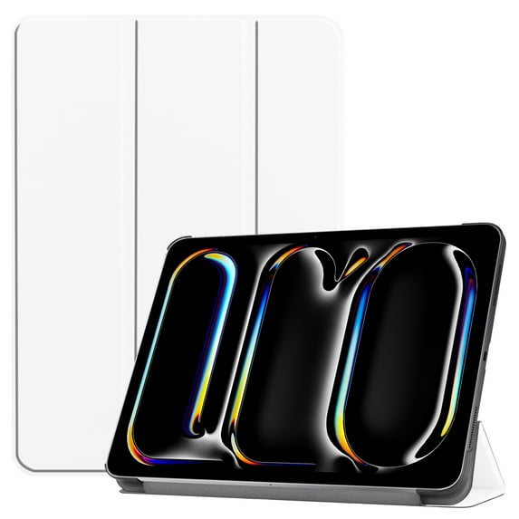 Case for iPad Pro 11 2024, Folio Tri-fold Stand Smart PU Leather / Hard Back Cover with Auto Wake/Sleep Magnetic Ligthweight Slim Fit Drop Protective for iPad Pro 11 2024, White
