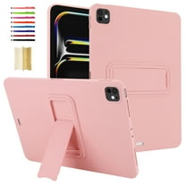 Case for iPad Pro 11 Inch (M5/M4) 2025/2024, Soft TPU Back Cover with Adjustable Kickstand Kids-Friendly Scratch-Resistant Anti-Fingerprint Drop Protective, Pink