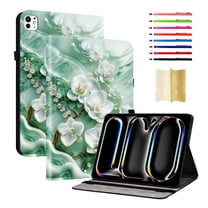 Case for iPad Pro 11" 2025 M5 / iPad Pro 11" 2024 M4, Slim Kickstand PU Leather Flower Butterfly Pattern Heavy Duty Protection Folio Cover, with 2 Card Slots & Elastic Band & Stylus Slot - A