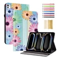 thumbnail image 1 of Case for iPad Pro 11" 2025 M5 / iPad Pro 11" 2024 M4, Slim Kickstand PU Leather Flower Butterfly Pattern Heavy Duty Protection Folio Cover, with 2 Card Slots & Elastic Band & Stylus Slot - G, 1 of 7