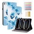 thumbnail image 1 of Case for iPad Pro 11" 2025 M5 / iPad Pro 11" 2024 M4, Slim Kickstand PU Leather Flower Butterfly Pattern Heavy Duty Protection Folio Cover, with 2 Card Slots & Elastic Band & Stylus Slot - K, 1 of 7