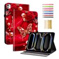 thumbnail image 1 of Case for iPad Pro 11 2025 M5 / iPad Pro 11 2024 M4, Slim Kickstand PU Leather Pattern Card Slots Elastic Band Stylus Slot Protective Heavy Duty Protection Folio Cover - B, 1 of 7