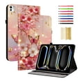 thumbnail image 1 of Case for iPad Pro 11 2025 M5 / iPad Pro 11 2024 M4, Slim Kickstand PU Leather Pattern Card Slots Elastic Band Stylus Slot Protective Heavy Duty Protection Folio Cover - E, 1 of 7