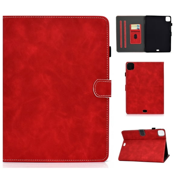 for Case for iPad Pro 11 Inch (M4) 2024 (5th Gen) Released,Magnetic Retro PU Leather Slim Case with Pencil Holder Card Slot Protective Smart Cover for iPad Pro 11 Inch Tablet 2024,Red
