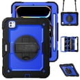 thumbnail image 1 of Case for iPad Pro 11 Inch (M4 2024/M5 2025) with Screen Protector, 360 Degree Rotating Kickstand Hand Strap Heavy Duty Shockproof Cover with Shoulder Strap, Dark Blue PC, 1 of 7