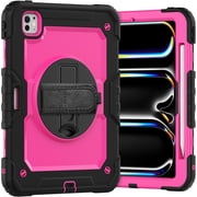 Case for iPad Pro 11 inch M4 5th Generation 2024, Heavy Duty Shockproof Protective Case with Screen Protector, 360  Rotating Stand, Hand/Shoulder Strap