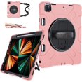 thumbnail image 1 of Case for iPad Pro 12.9 2021 5th Generation: Military Grade Heavy Duty Shockproof Silicone Protective Cover for iPad 12.9 Inch 2020 & 2018 w/ Pencil Holder - Stand - Handle - Shoulder Strap- Rose Gold, 1 of 4