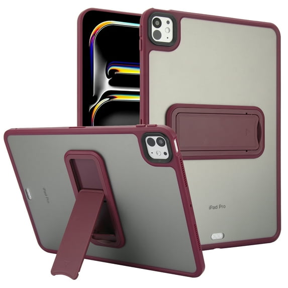 Case for iPad Pro 12.9" 2022/2018/2020/2021, with Built-in Kickstand Shockproof Rugged Skin-Feel Cover, Slim Military Grade Drop Protection Cover for iPad Pro 12.9" 2022/2018/2020/2021, Winered