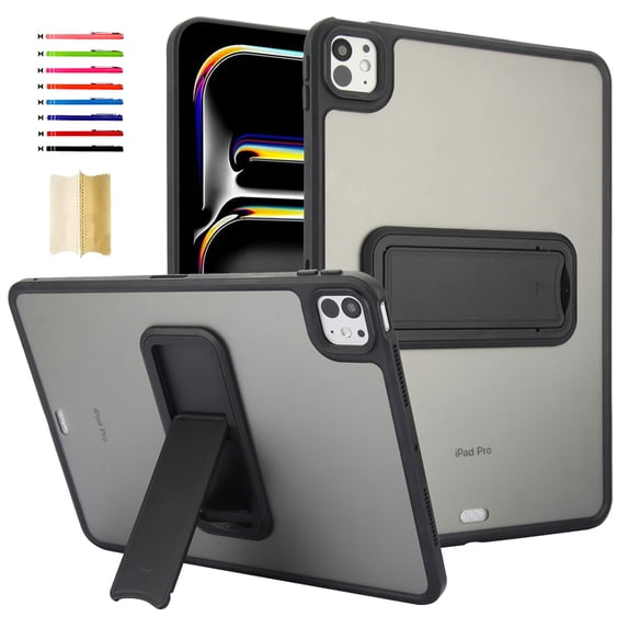 Case for iPad Pro 12.9" 2022/2018/2020/2021 with Kickstand Function, Luxury Anti-Scratch Anti-Yellow Ultra Thin Lightweight Cover Shockproof Protective Transparent PC Back Case, Black