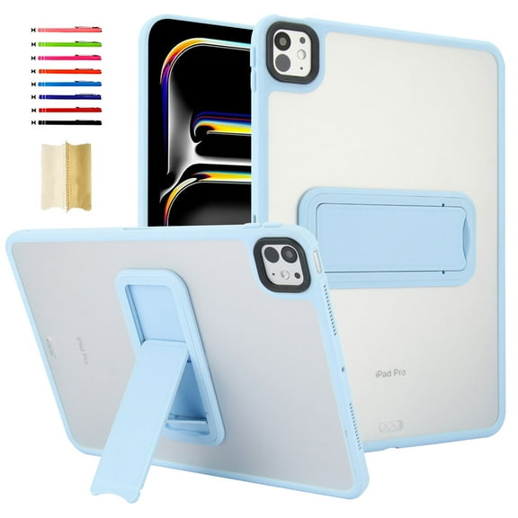 Case for iPad Pro 12.9" 2022/2018/2020/2021 with Kickstand Function, Luxury Anti-Scratch Anti-Yellow Ultra Thin Lightweight Cover Shockproof Protective Transparent PC Back Case, Blue