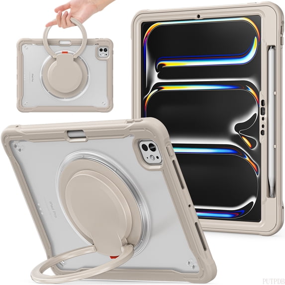 Case for iPad Pro 12.9"Air 6 11"13"2024 Heavy Duty Shockproof Cover iPad 10.9"10th 9 7 8th 10.2 Mini6 Kickstand Hand Strap Funda (white,For ipad 5th 6th 9.7inch)