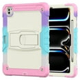 thumbnail image 1 of Case for iPad Pro 13 2024, Military Grade Protective Silicone PC Cover with Screen Protector & Adjustable Kickstand & Shoulder Strap & Pencil Holder & 3-layer Protection, Colorful Pink, 1 of 8