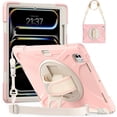 thumbnail image 1 of Case For iPad Pro 13 2025 / 2024,Anti Drop Silicone+PC Layer Protective Case Handle Stand ,Shoulder Strap, Heavy Duty Shockproof Three Proof Tablet Protective Case,Pink, 1 of 6