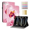 thumbnail image 1 of Case for iPad Pro 13 2025 M5 / iPad Pro 13 2024 M4, Slim Kickstand PU Leather Flower Butterfly Pattern Heavy Duty Protection Folio Cover, with 2 Card Slots & Elastic Band & Stylus Slot - F, 1 of 7