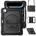thumbnail image 1 of Case for iPad Pro 13 inch (2025 M5/2024 M4) with Screen Protector, 360 Degree Rotating Kickstand Hand Strap Heavy Duty Shockproof Cover with Shoulder Strap, Black, 1 of 7