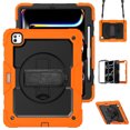 thumbnail image 1 of Case for iPad Pro 13 inch (2025 M5/2024 M4) with Screen Protector, 360 Degree Rotating Kickstand Hand Strap Heavy Duty Shockproof Cover with Shoulder Strap, Orange, 1 of 7