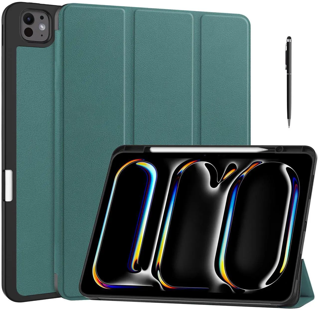 Case for iPad Pro 13 Inch M4 2024 A2925 A2926 A3007, Slim Smart Stand Cover Protective Cover with Pencil Holder, Stand, Universal Stylus Pen,Support Apple Pencil Charging + Auto Wake/Sleep