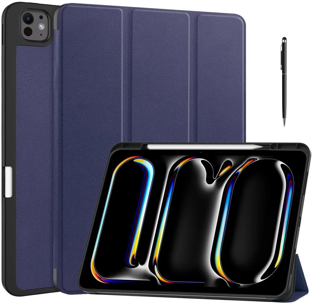 Case for iPad Pro 13 Inch M4 2024 A2925 A2926 A3007, Slim Smart Stand Cover Protective Cover with Pencil Holder, Stand, Universal Stylus Pen,Support Apple Pencil Charging + Auto Wake/Sleep