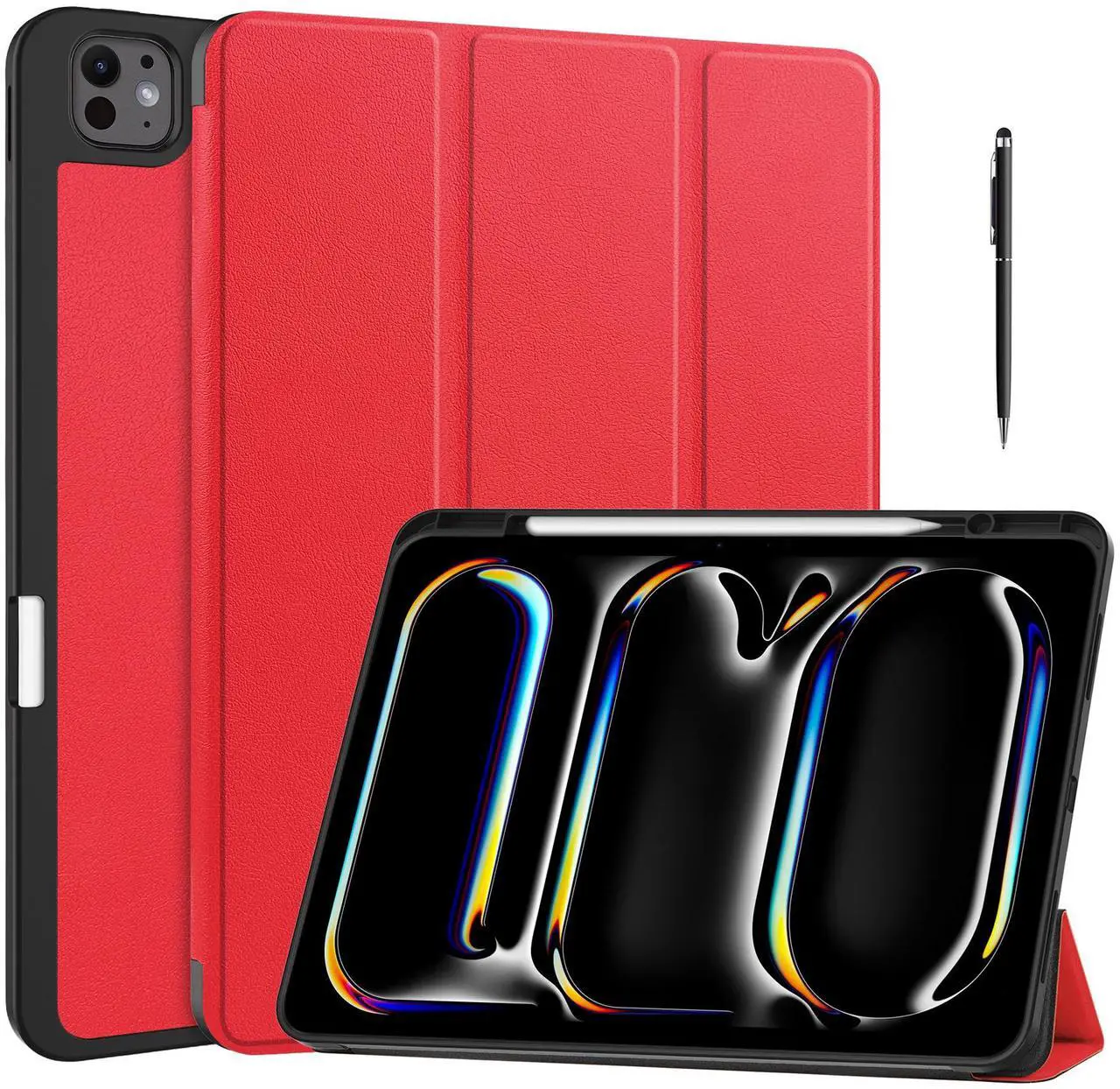 Case for iPad Pro 13 Inch M4 2024 A2925 A2926 A3007, Slim Smart Stand Cover Protective Cover with Pencil Holder, Stand, Universal Stylus Pen,Support Apple Pencil Charging + Auto Wake/Sleep