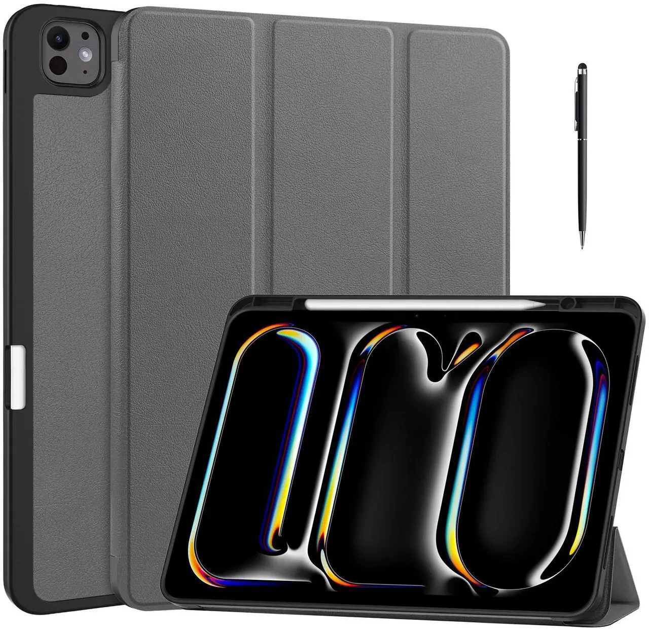 Case for iPad Pro 13 Inch M4 2024 A2925 A2926 A3007, Slim Smart Stand Cover Protective Cover with Pencil Holder, Stand, Universal Stylus Pen,Support Apple Pencil Charging + Auto Wake/Sleep