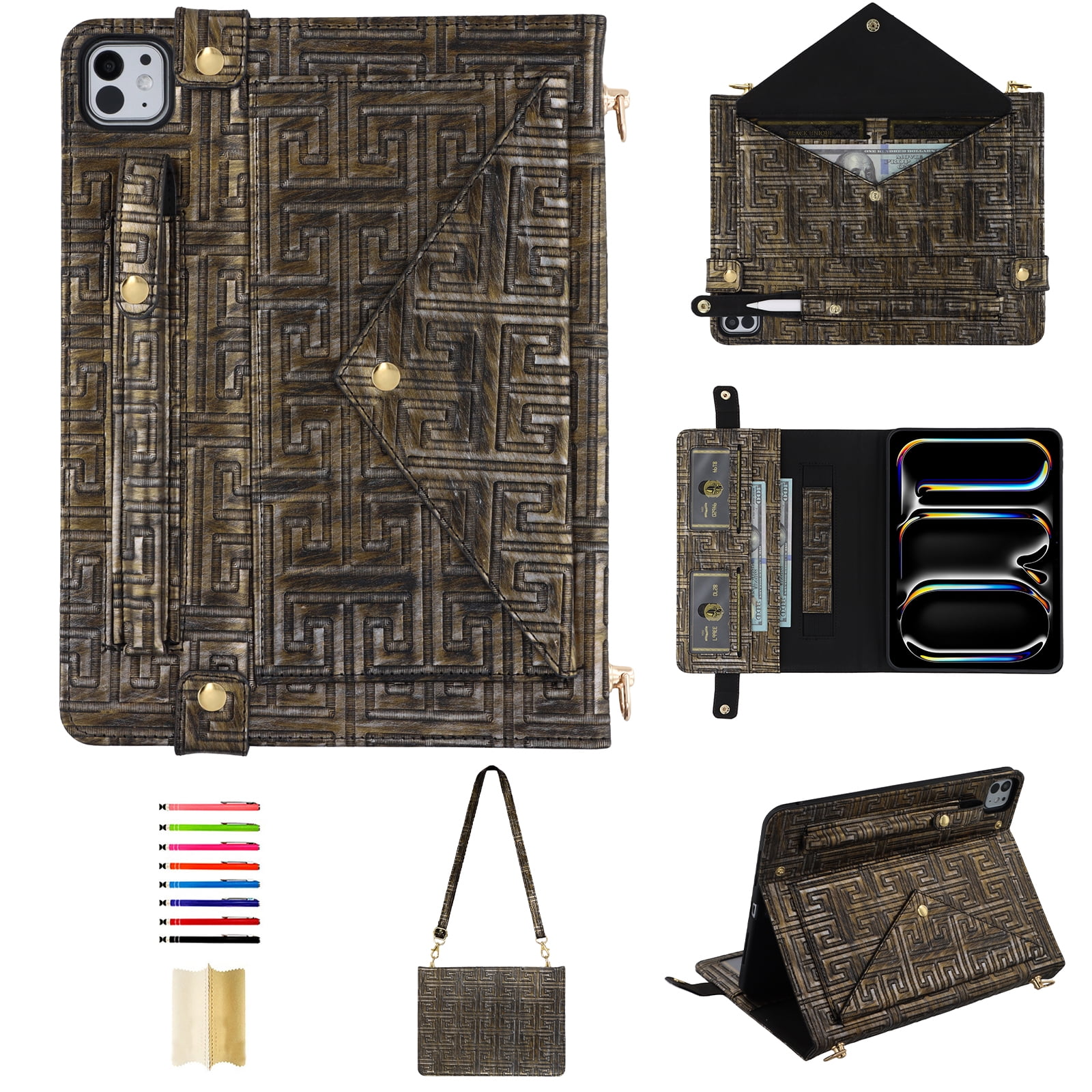 Case for iPad Pro 13 inch 2024 Crossbody Tablet Case with Card Slots