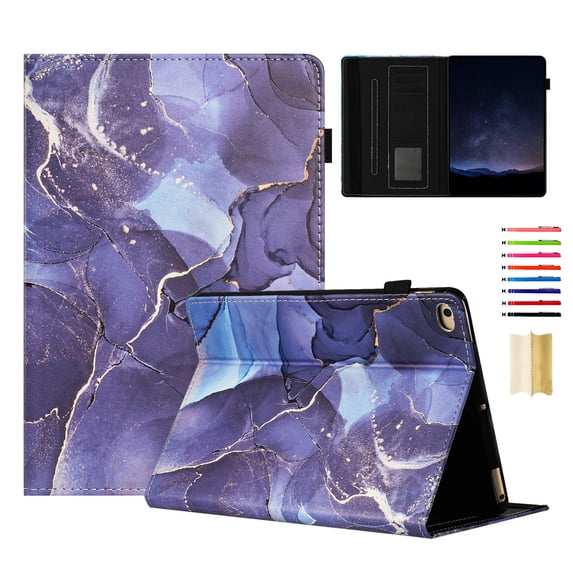 Case for iPad Pro 9.7" 2016/5th Gen 9.7" 2017/6th Gen 9.7" 2018 Marble Pattern, PU Leather Kickstand Magnetic Wallet Folio Auto Sleep / Wake Case with Card Slots & Elastic Band & Pencil Holder, E