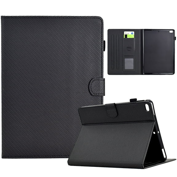 Case for iPad mini 1/2/3/4/5, Carbon Fiber Pattern Premium PU Leather Wallet Stand Protective Auto Sleep Wake Cover with Pen Slot for iPad mini 1/2/3/4/5, Black