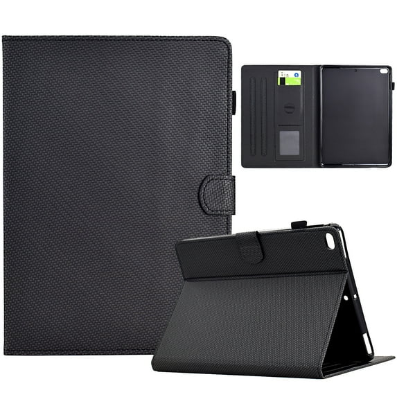 Case for iPad mini 1/2/3/4/5, Carbon Fiber Pattern Premium PU Leather Wallet Stand Protective Auto Sleep Wake Cover with Pen Slot for iPad mini 1/2/3/4/5, Black