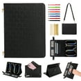 thumbnail image 1 of Case for iPad mini 1/2/3/4/5, Folio Stand PU Leather Rugged Cover with Shoulder Strap and Handstrap with elastic, Multi-Card Slots Cash Pockets Pen Slot Envelope Pocket Wallet Case, Black, 1 of 10