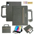 thumbnail image 1 of Case for iPad mini 2024 / mini 2021, Classic PU Leather Nylon Hand Strap, Card Slots Kickstand Zipper Pocket Handbag Heavy Duty Protection Rugged Cover for iPad mini 7th/6th, Gray, 1 of 7