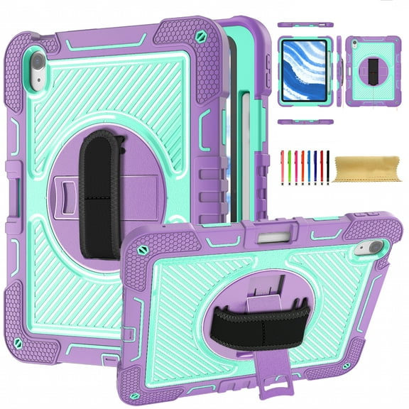 Case for iPad mini 5/mini 4/mini 3/mini 2/mini 1,Heavy Duty Rugged Shockproof Anti-fall Protective Case Cover with Rotating Kickstand, Carrying Shoulder Strap, Handle Hand Strap,F