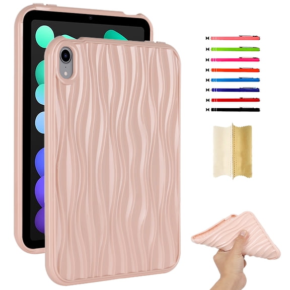 Case for iPad mini 6th Gen 8.3" 2021 / mini 7th Gen (A17 Pro) 2024 8.3", Luxury Slim Fit TPU Back Protective Shock-Absorption Corner Protection Lightweight Soft Cover, Pink