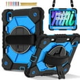 thumbnail image 1 of Case for iPad mini 6th Gen 8.3" 2021, Rugged Shockproof Case with Crossbody Strap & Pencil Holder [360° Rotating Hand Strap] & Stand, Case for iPad mini 6th Gen 8.3" 2021, Black+Blue, 1 of 10