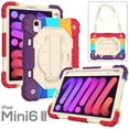 thumbnail image 1 of Case for iPad mini 6th Gen 8.3" 2021, Rugged Shockproof Case with Drossbody Strap & Pencil Holder [360° Rotating Hand Strap] & Stand, Case for iPad mini 6th Gen 8.3" 2021, C-colorful red+beige, 1 of 7
